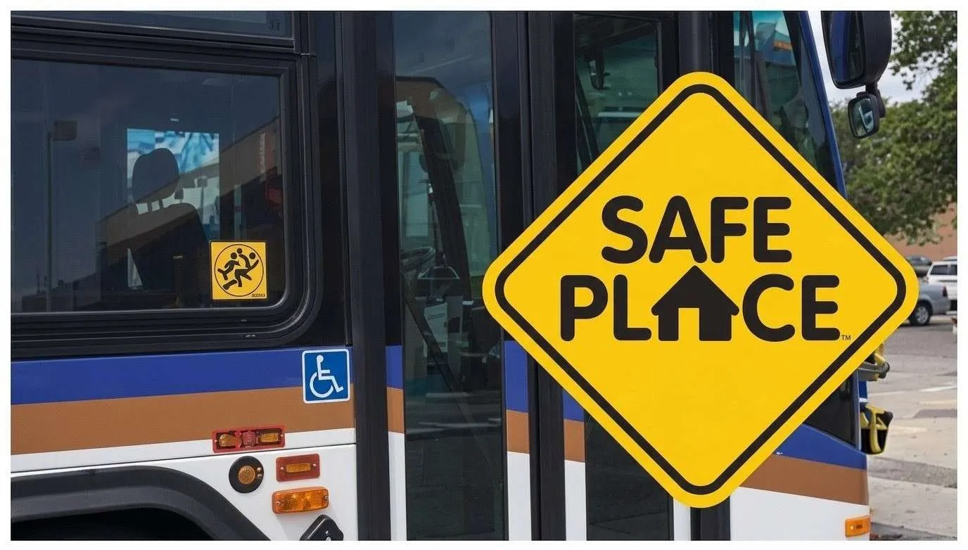 Safe Place sign on a bus